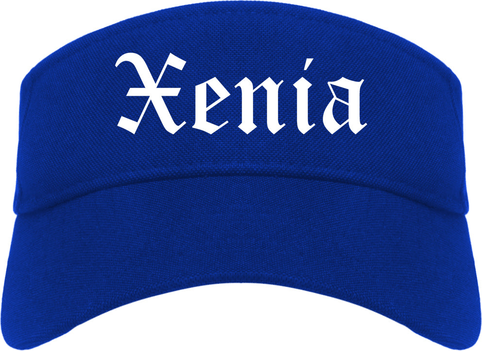 Xenia Ohio OH Old English Mens Visor Cap Hat Royal Blue