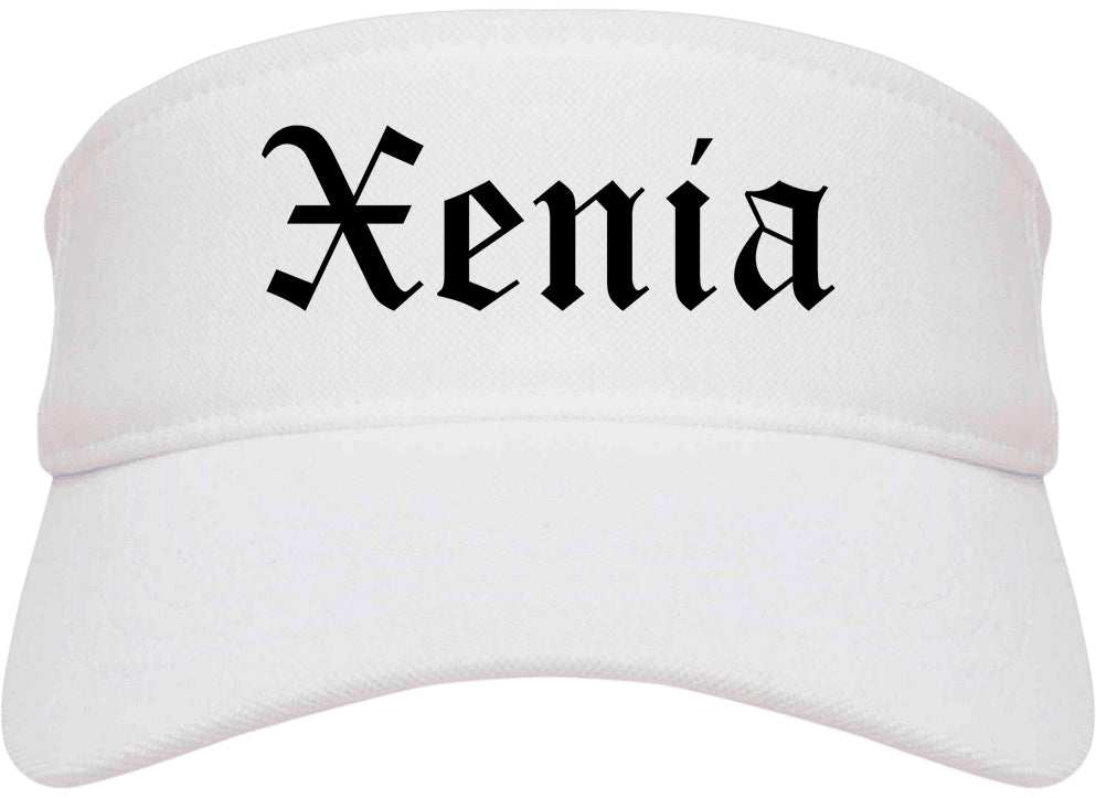 Xenia Ohio OH Old English Mens Visor Cap Hat White