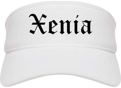 Xenia Ohio OH Old English Mens Visor Cap Hat White