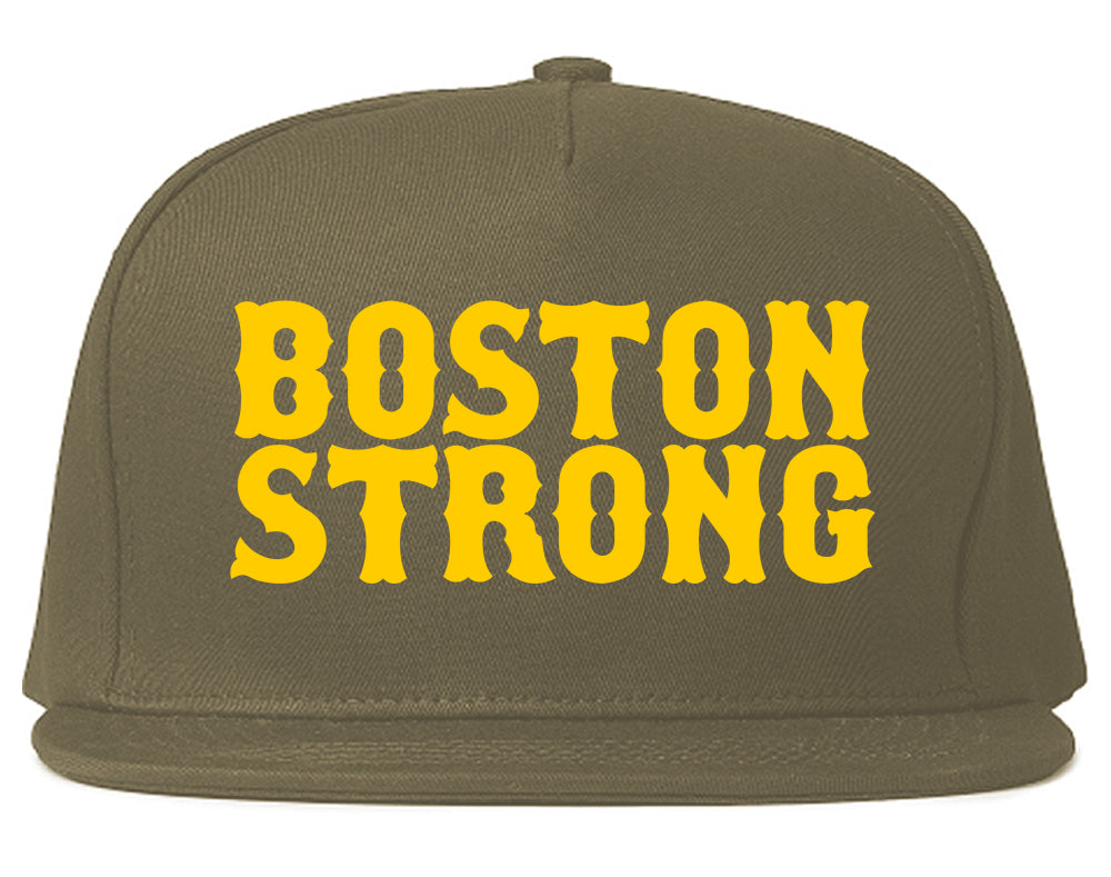 YELLOW Boston Strong Boston Massachusetts Mens Snapback Hat Grey