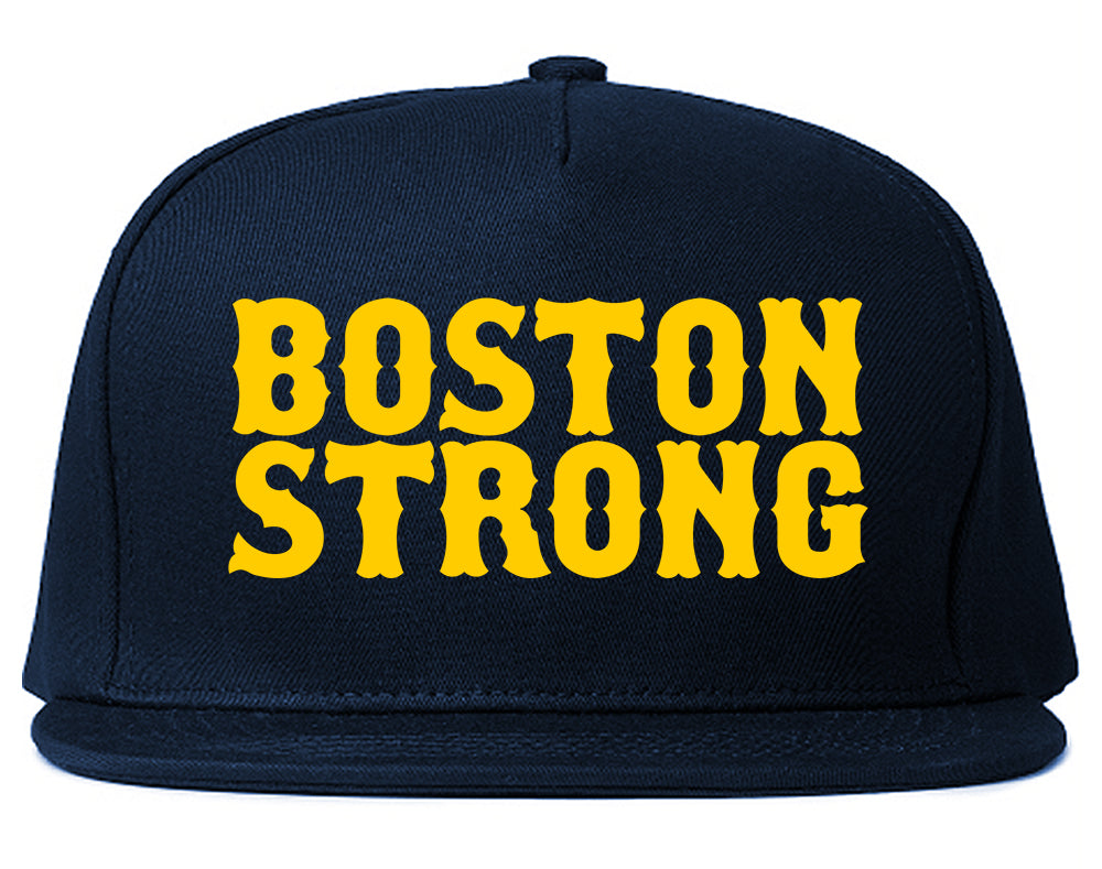 YELLOW Boston Strong Boston Massachusetts Mens Snapback Hat Navy Blue