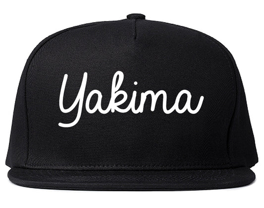 Yakima Washington WA Script Mens Snapback Hat Black