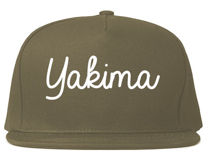 Yakima Washington WA Script Mens Snapback Hat Grey