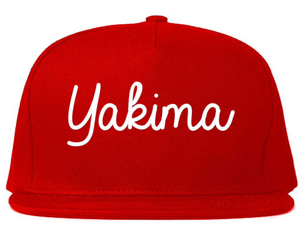 Yakima Washington WA Script Mens Snapback Hat Red