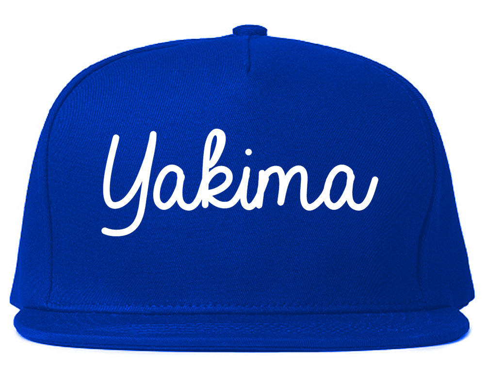 Yakima Washington WA Script Mens Snapback Hat Royal Blue