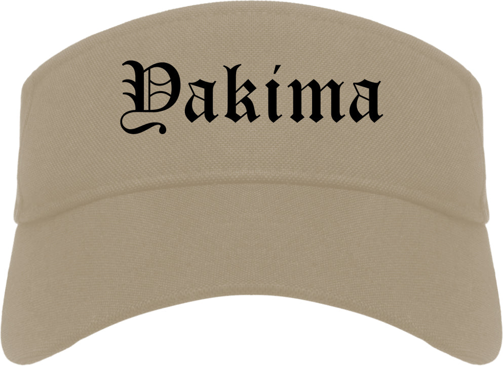 Yakima Washington WA Old English Mens Visor Cap Hat Khaki
