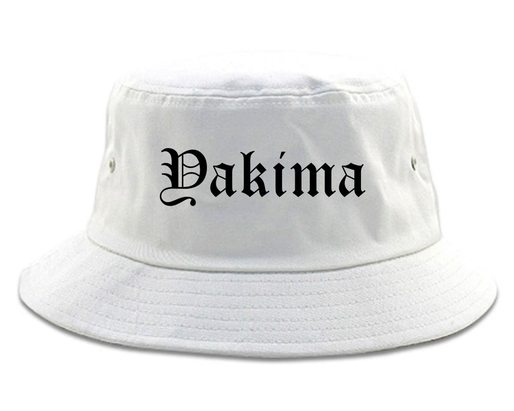 Yakima Washington WA Old English Mens Bucket Hat White