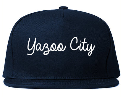 Yazoo City Mississippi MS Script Mens Snapback Hat Navy Blue