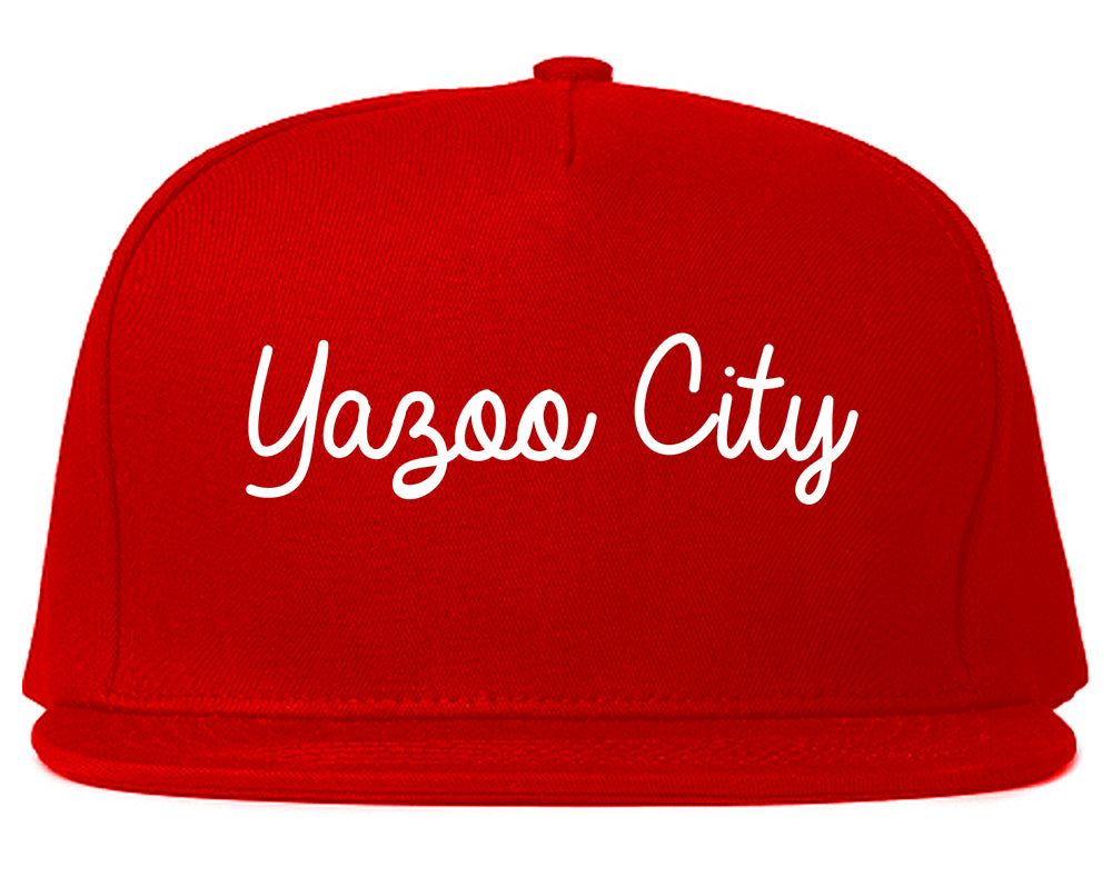 Yazoo City Mississippi MS Script Mens Snapback Hat Red