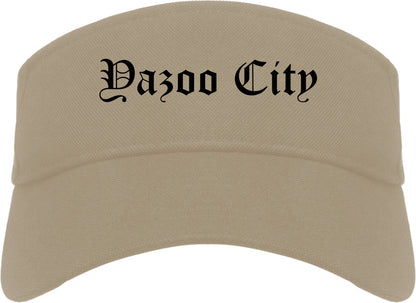 Yazoo City Mississippi MS Old English Mens Visor Cap Hat Khaki