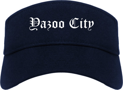 Yazoo City Mississippi MS Old English Mens Visor Cap Hat Navy Blue