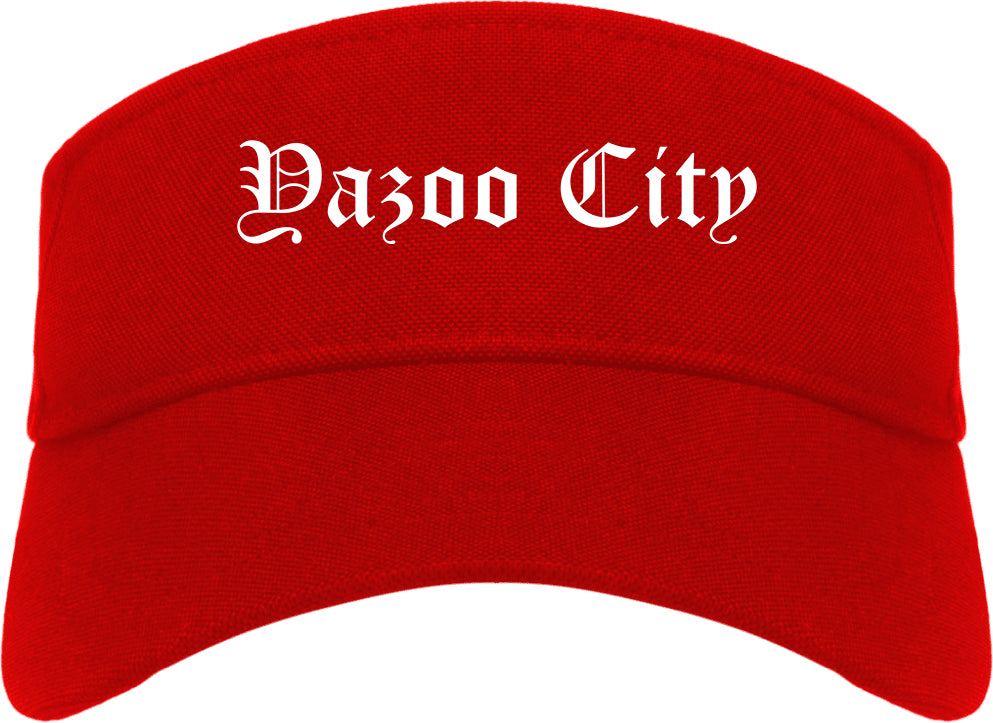 Yazoo City Mississippi MS Old English Mens Visor Cap Hat Red