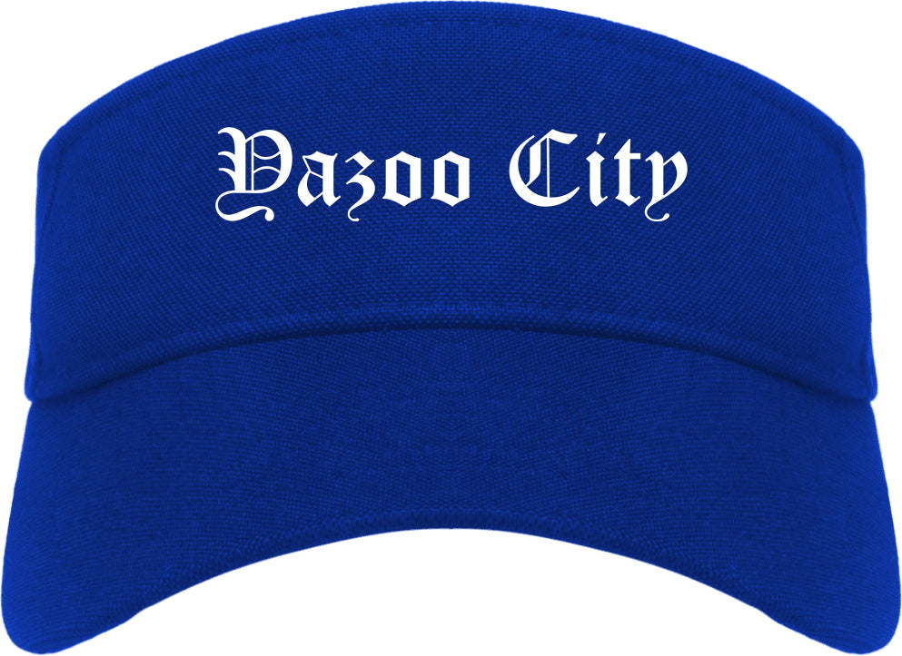 Yazoo City Mississippi MS Old English Mens Visor Cap Hat Royal Blue