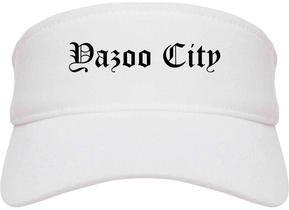 Yazoo City Mississippi MS Old English Mens Visor Cap Hat White