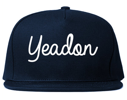 Yeadon Pennsylvania PA Script Mens Snapback Hat Navy Blue