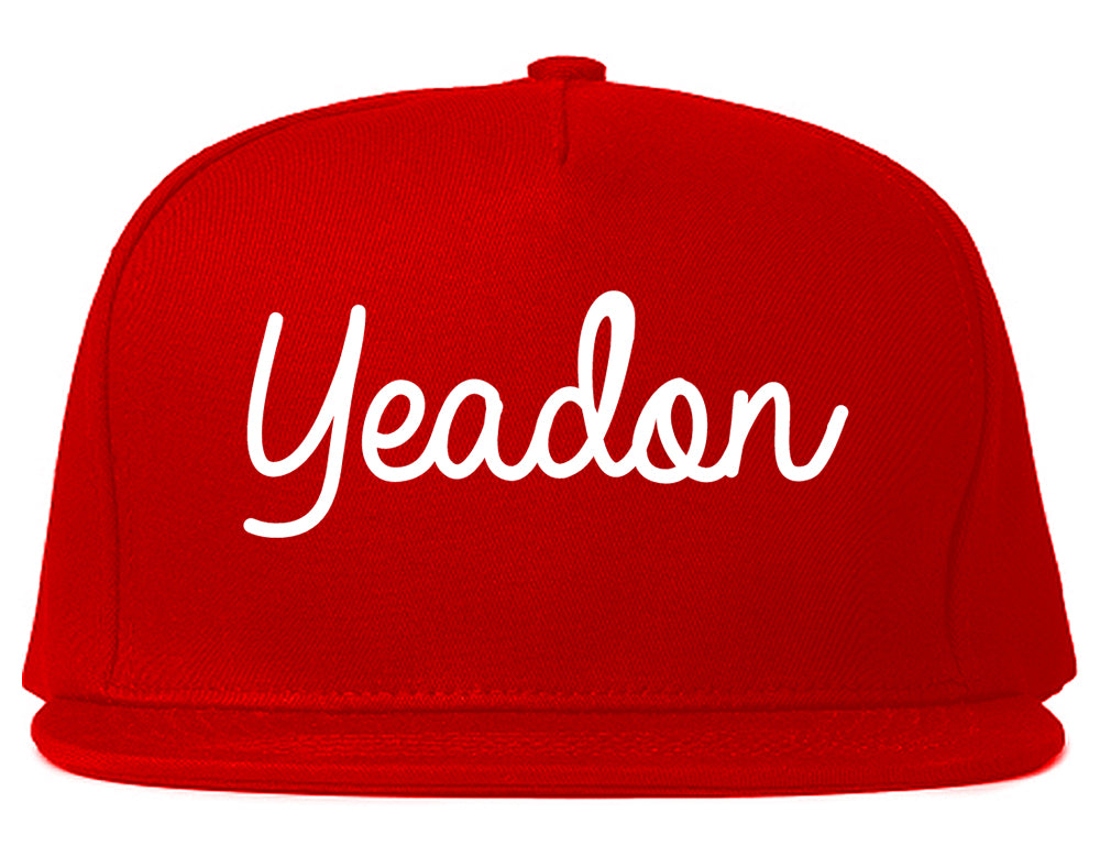 Yeadon Pennsylvania PA Script Mens Snapback Hat Red