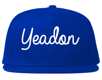 Yeadon Pennsylvania PA Script Mens Snapback Hat Royal Blue