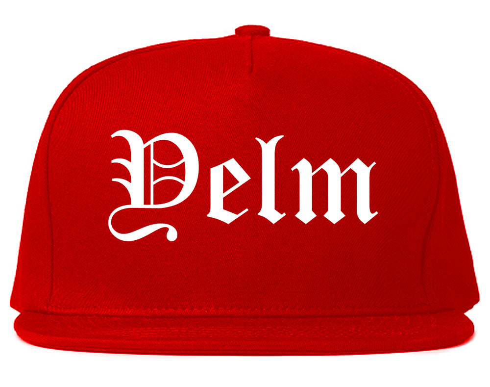 Yelm Washington WA Old English Mens Snapback Hat Red
