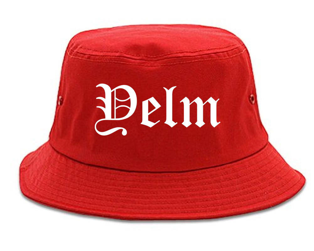 Yelm Washington WA Old English Mens Bucket Hat Red