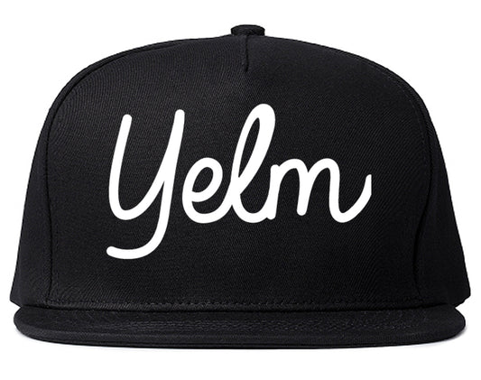 Yelm Washington WA Script Mens Snapback Hat Black