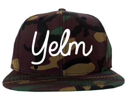 Yelm Washington WA Script Mens Snapback Hat Army Camo