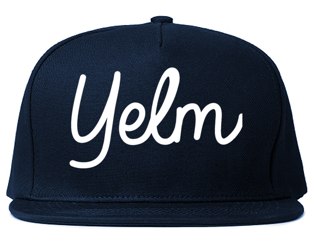 Yelm Washington WA Script Mens Snapback Hat Navy Blue
