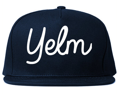Yelm Washington WA Script Mens Snapback Hat Navy Blue