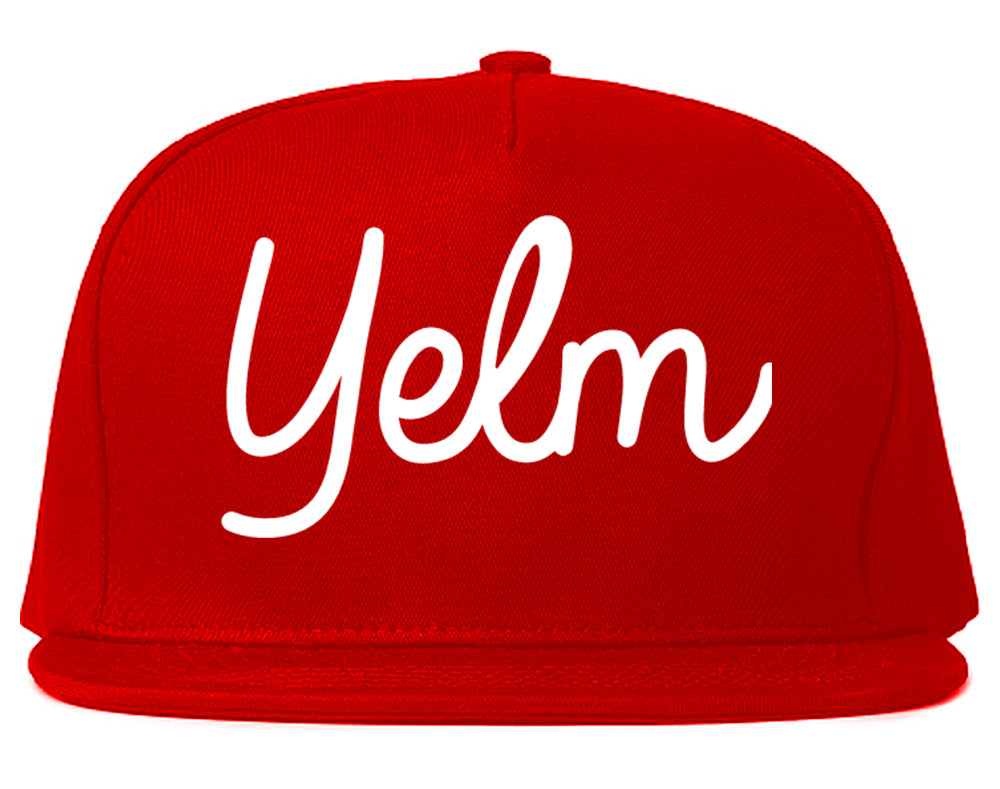 Yelm Washington WA Script Mens Snapback Hat Red