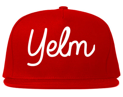 Yelm Washington WA Script Mens Snapback Hat Red