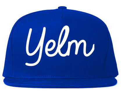 Yelm Washington WA Script Mens Snapback Hat Royal Blue