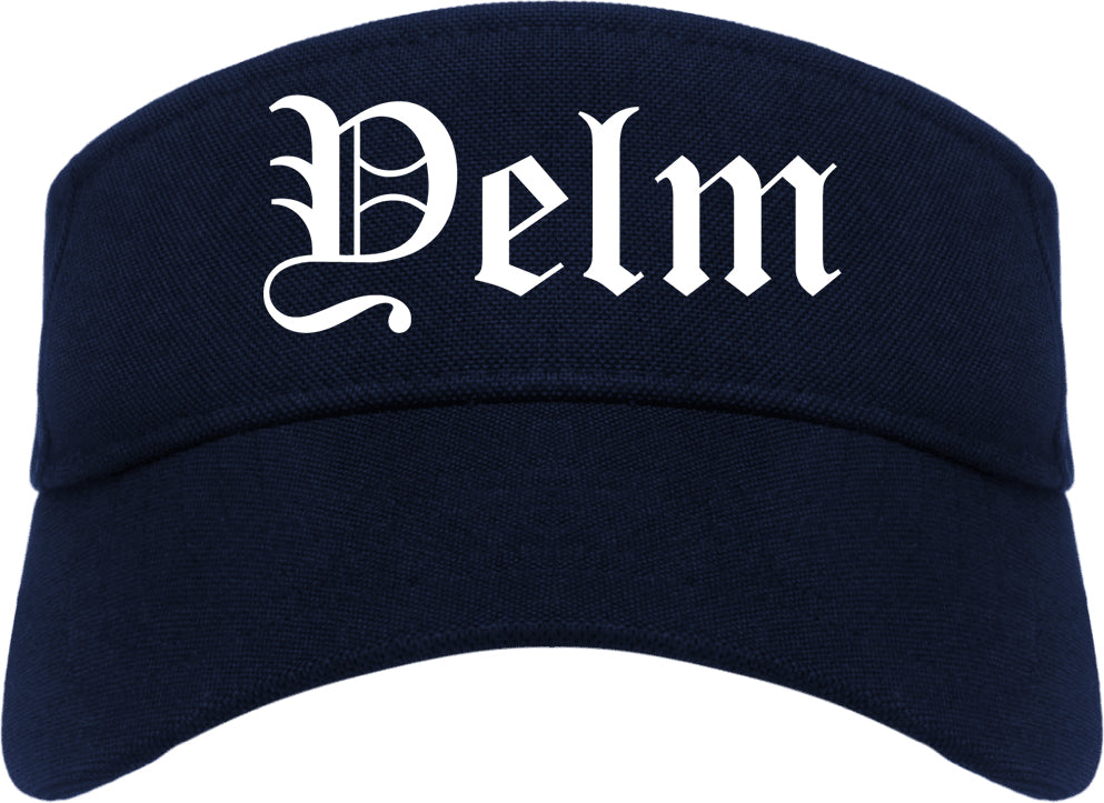 Yelm Washington WA Old English Mens Visor Cap Hat Navy Blue