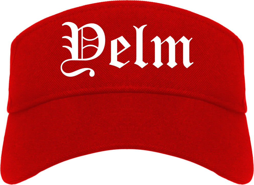 Yelm Washington WA Old English Mens Visor Cap Hat Red