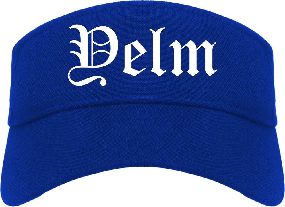 Yelm Washington WA Old English Mens Visor Cap Hat Royal Blue