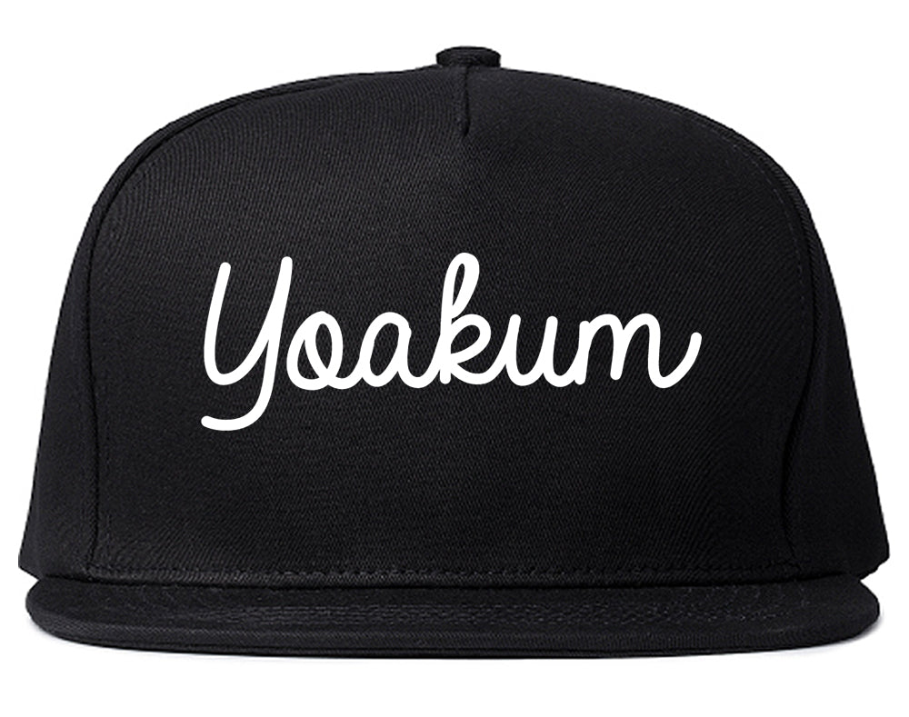 Yoakum Texas TX Script Mens Snapback Hat Black