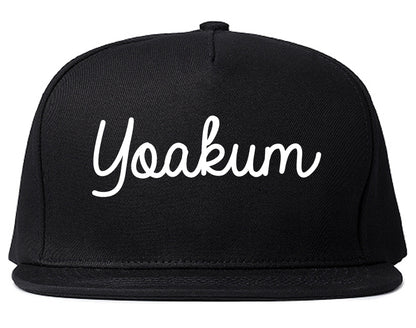 Yoakum Texas TX Script Mens Snapback Hat Black