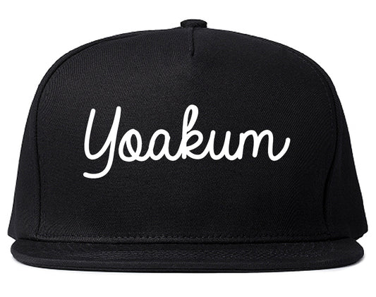 Yoakum Texas TX Script Mens Snapback Hat Black