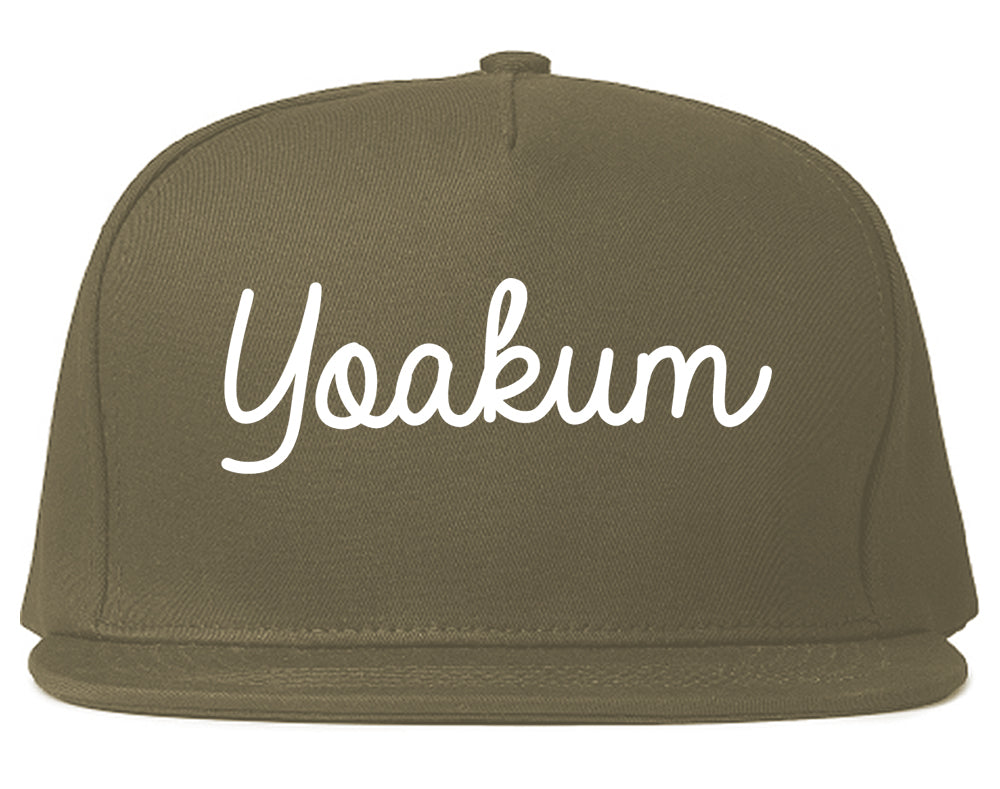 Yoakum Texas TX Script Mens Snapback Hat Grey