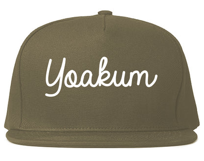 Yoakum Texas TX Script Mens Snapback Hat Grey