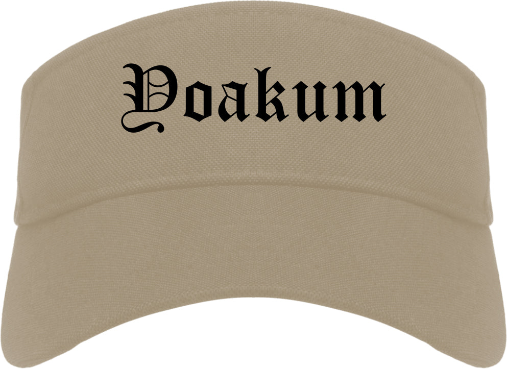 Yoakum Texas TX Old English Mens Visor Cap Hat Khaki