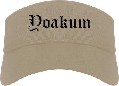 Yoakum Texas TX Old English Mens Visor Cap Hat Khaki