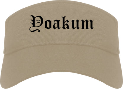 Yoakum Texas TX Old English Mens Visor Cap Hat Khaki