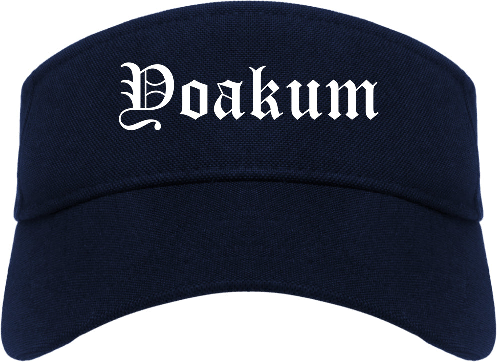 Yoakum Texas TX Old English Mens Visor Cap Hat Navy Blue