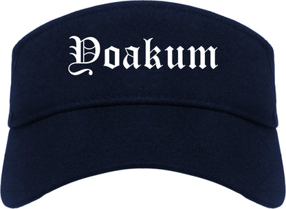 Yoakum Texas TX Old English Mens Visor Cap Hat Navy Blue