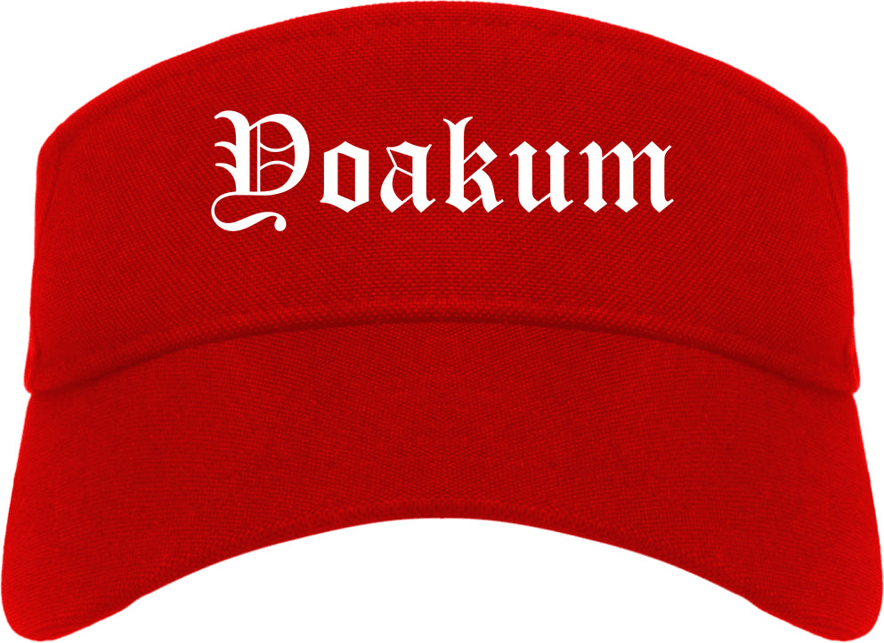 Yoakum Texas TX Old English Mens Visor Cap Hat Red