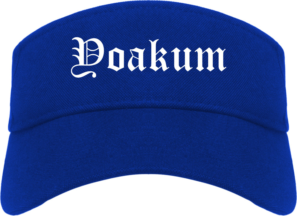 Yoakum Texas TX Old English Mens Visor Cap Hat Royal Blue
