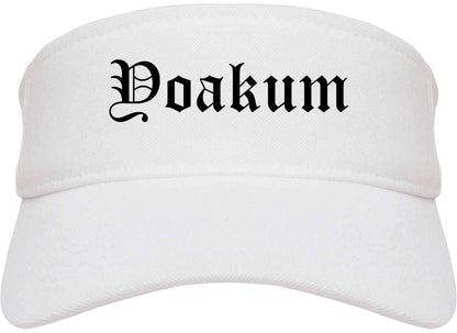 Yoakum Texas TX Old English Mens Visor Cap Hat White