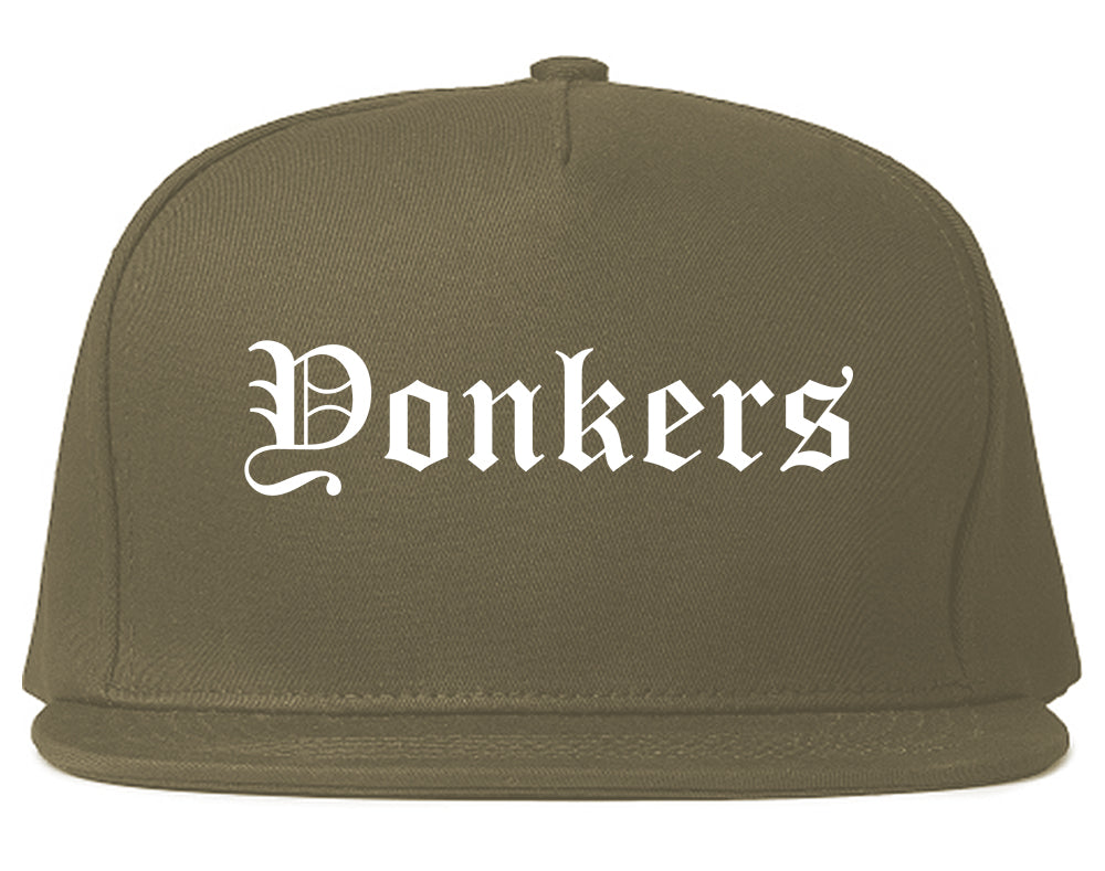 Yonkers New York NY Old English Mens Snapback Hat Grey