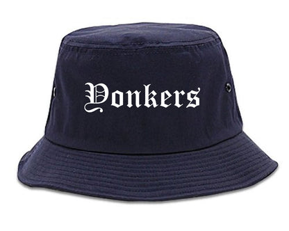 Yonkers New York NY Old English Mens Bucket Hat Navy Blue