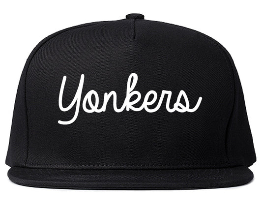 Yonkers New York NY Script Mens Snapback Hat Black