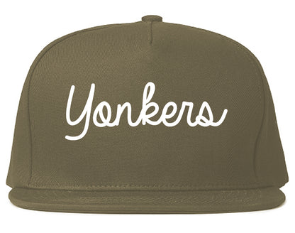 Yonkers New York NY Script Mens Snapback Hat Grey